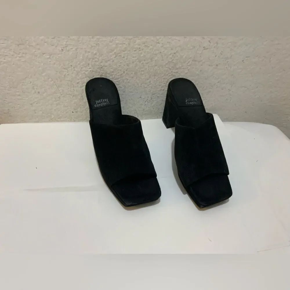 Jeffrey Campbell open toe  Black Suede Block Heels Size 7
